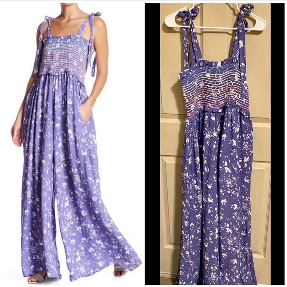 Free People Pants - Free People rainbow stitching floral Spring romper